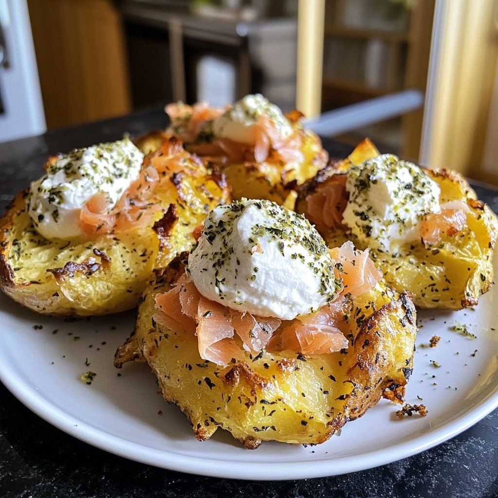 Ofenkartoffeln mit Kräuterquark und Räucherlachs