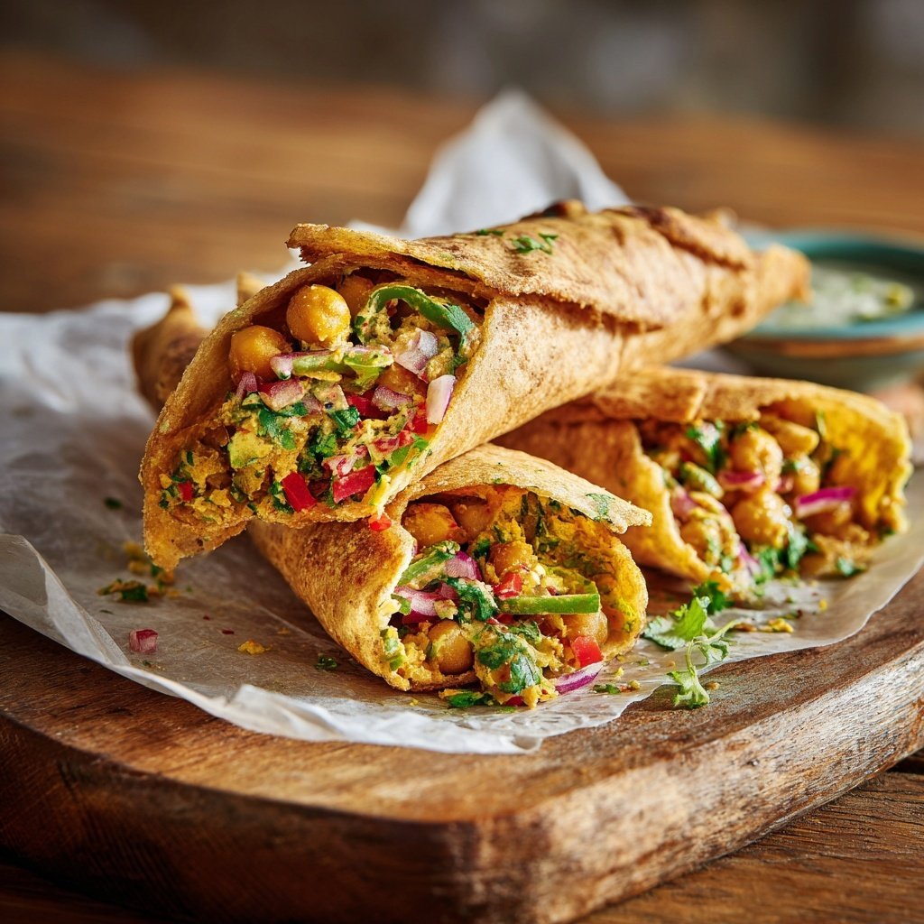 Würzige Kichererbsen Salat Wraps