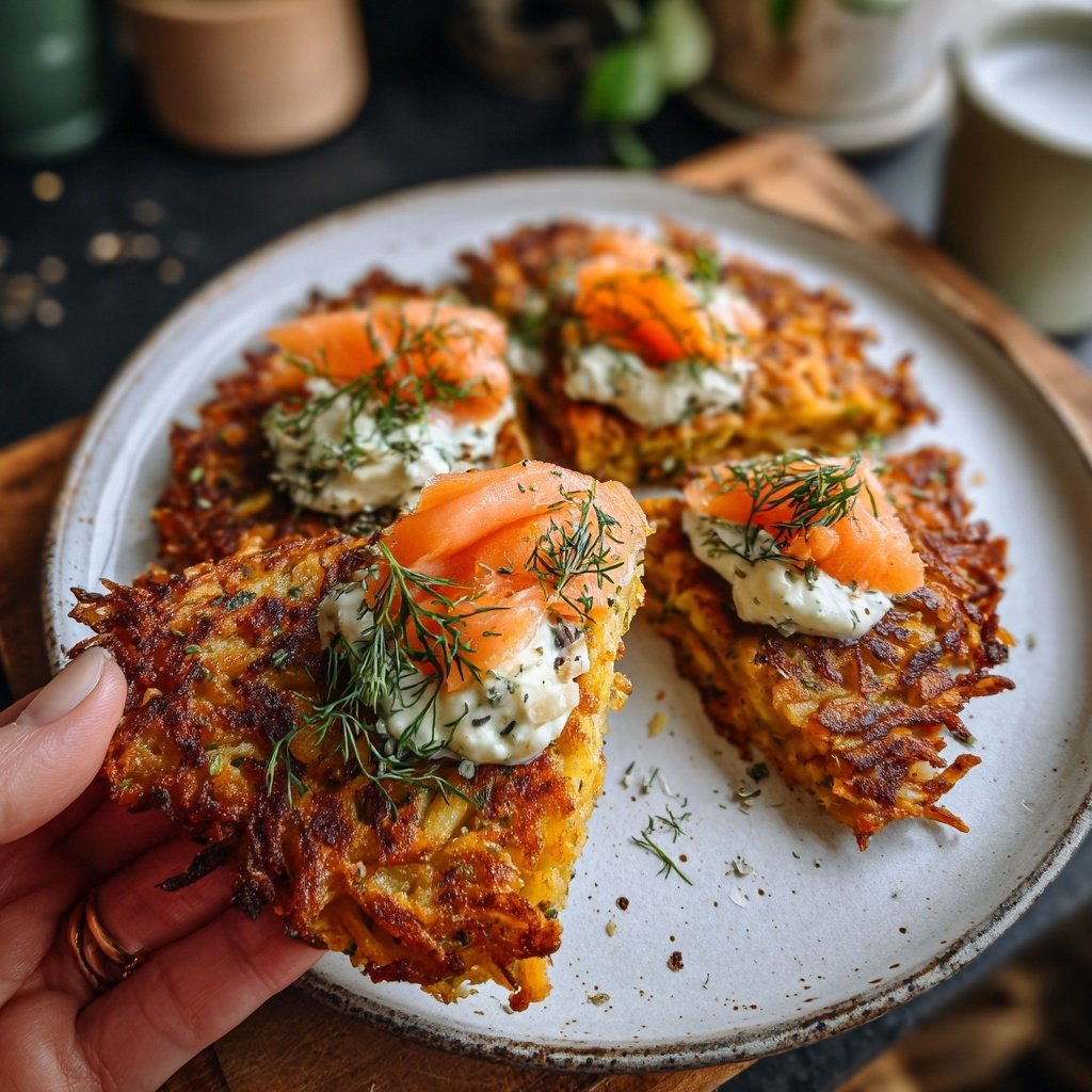 Mini-Kartoffelrösti mit Räucherlachs