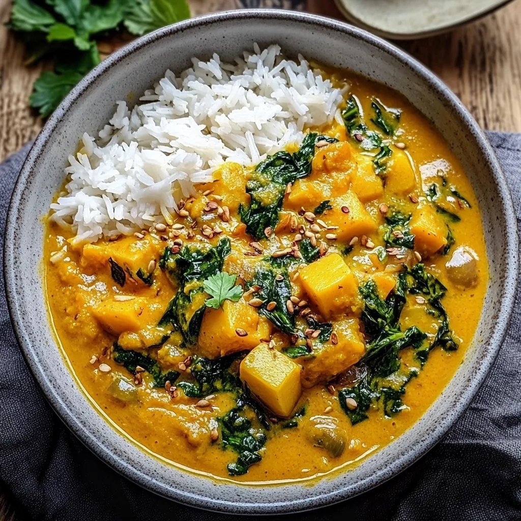 Veganes Süßkartoffel-Curry mit Grünkohl