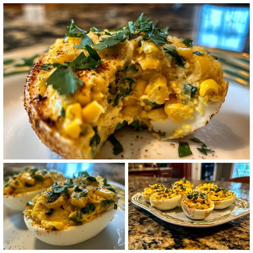 Mexikanischer Straßenmais gefüllte Eier