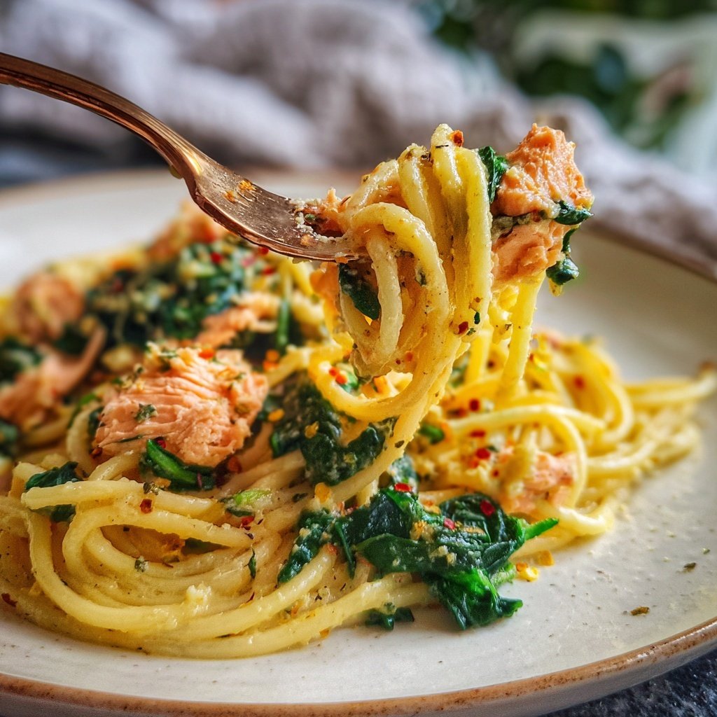 Gebackene Zitronen-Miso-Lachs-Pasta