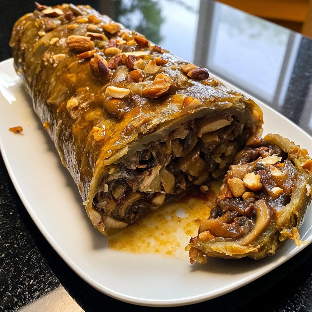 Rotkohl-Rouladen mit Pilz-Nuss-Füllung