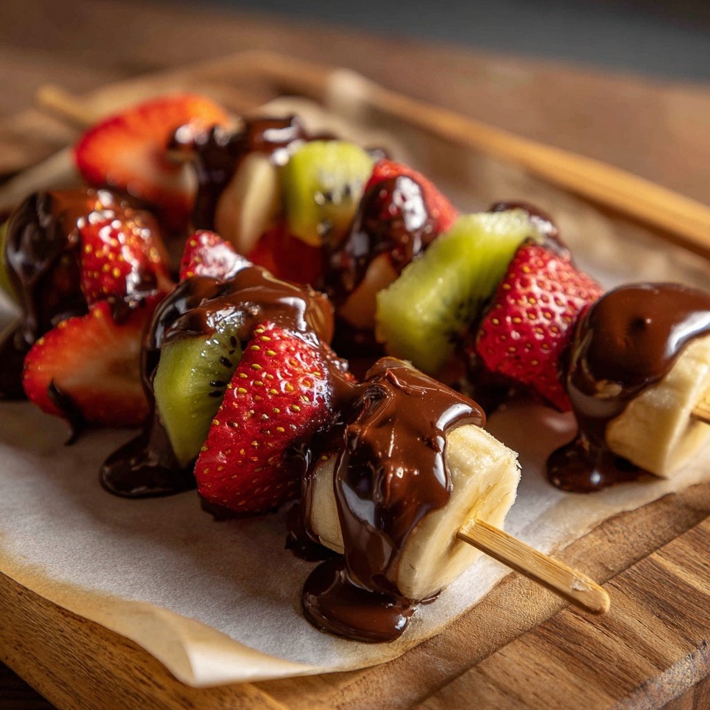 Schokoladenüberzogene Fruchtspieße