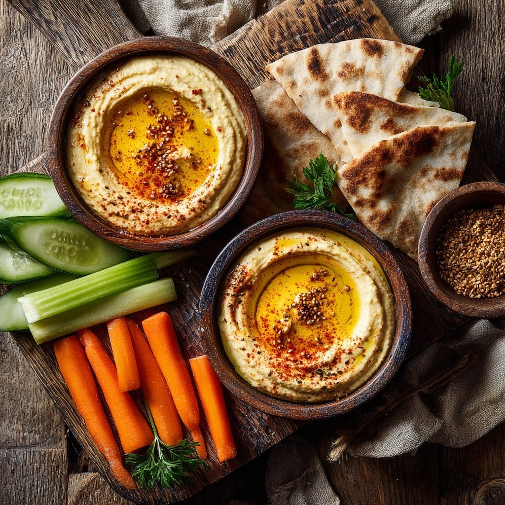 Geroesteter Knoblauch Hummus Bowls