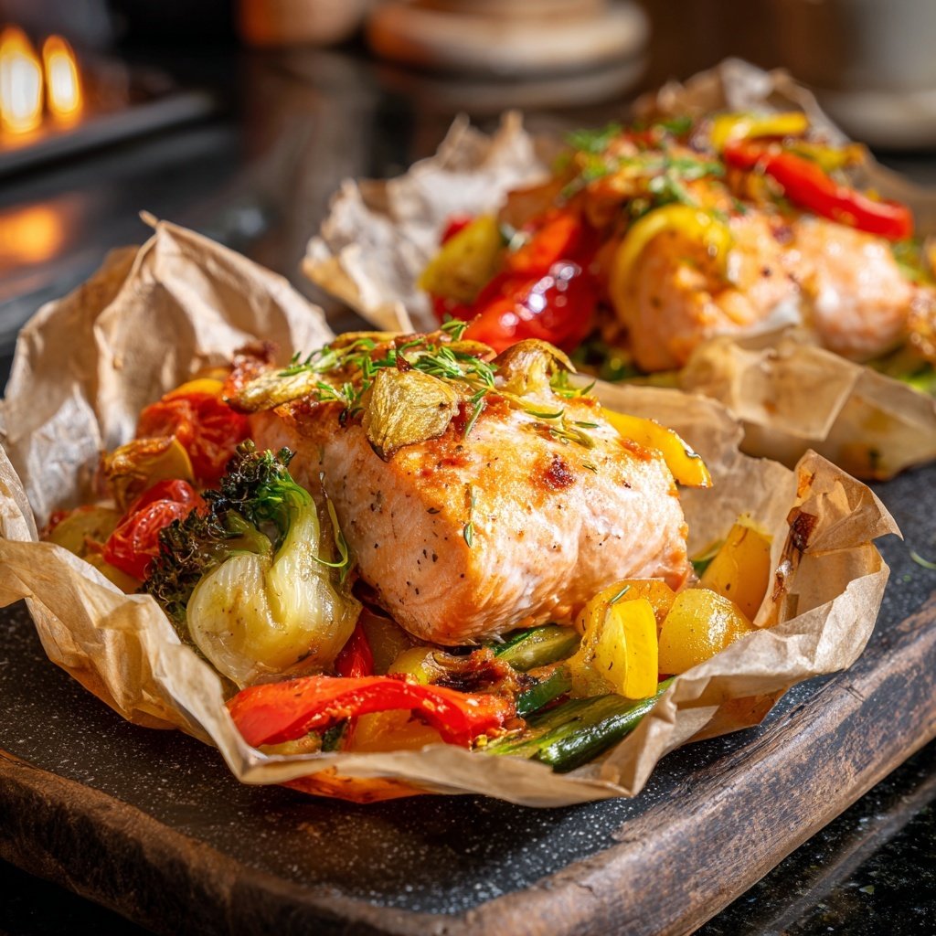 Lachs Gemüse Folien Päckchen