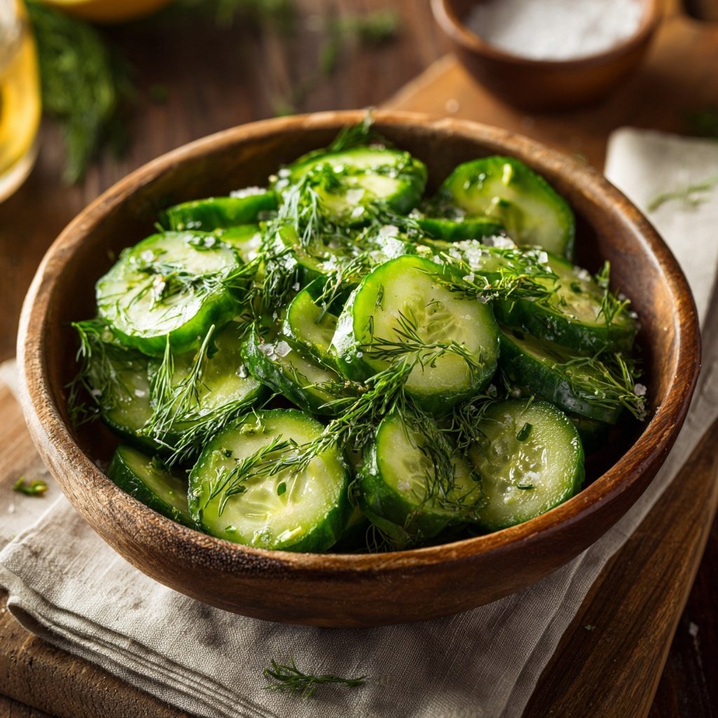 Einfache Gurkensalat mit Dill