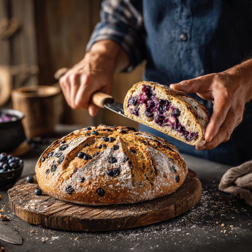 Zitrus Blaubeeren Zitrone Sauerteig Dutch Oven Laib