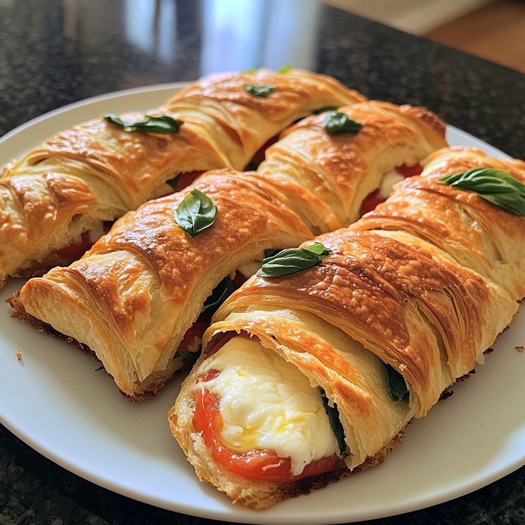 Gebackene Caprese Bissen Blätterteig