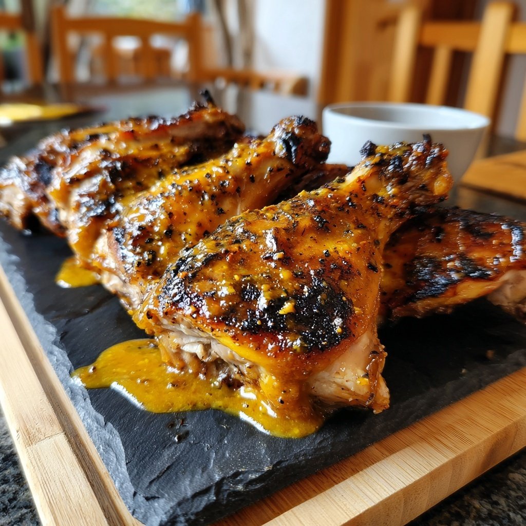 Honig-Senf-Hähnchenschenkel-Blech