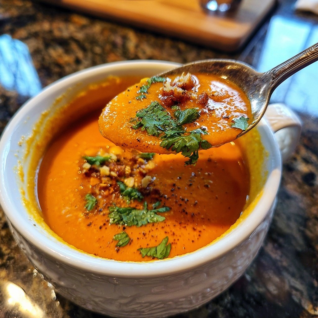 Rote Linsen Suppe mit Koriander