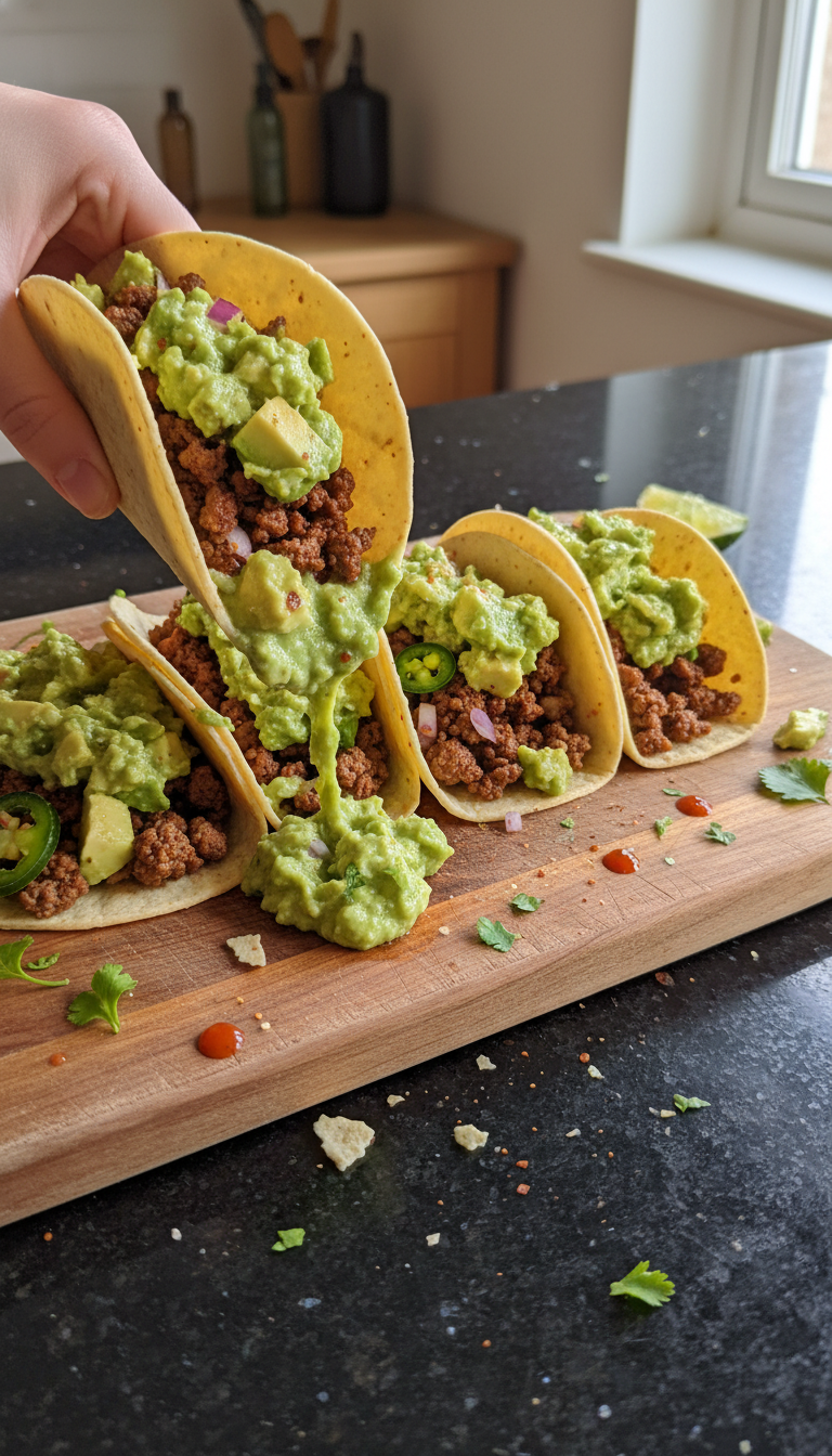 Hackfleisch Guacamole Tacos