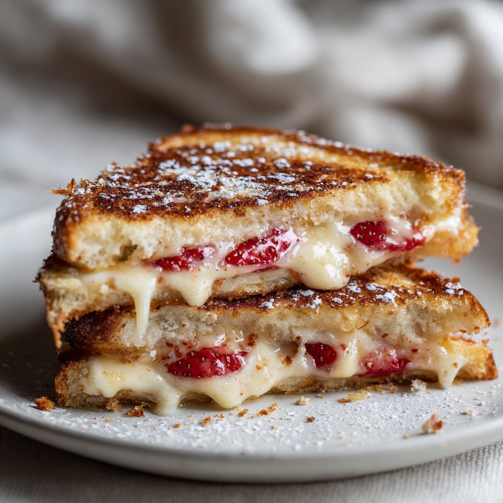 Erdbeer Frischkäse gefüllte Arme Ritter