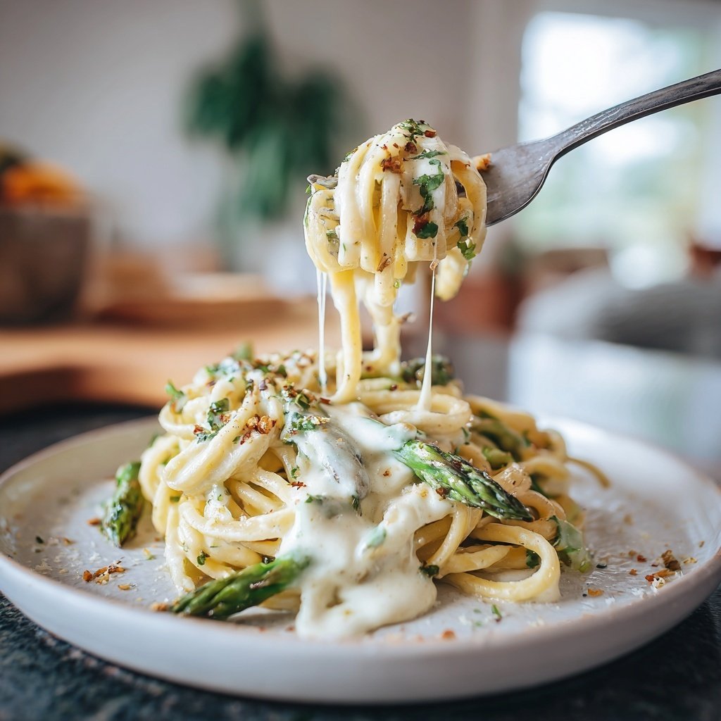 Pasta mit Vanille und Spargel