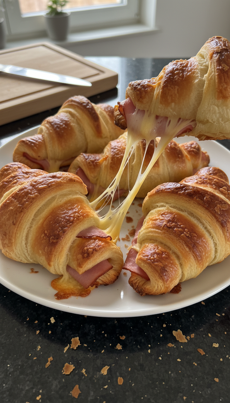 Blättrige Schinken Käse Croissants​
