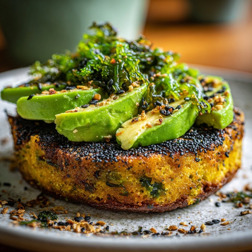 Seetang Kelp Burger mit Avocado