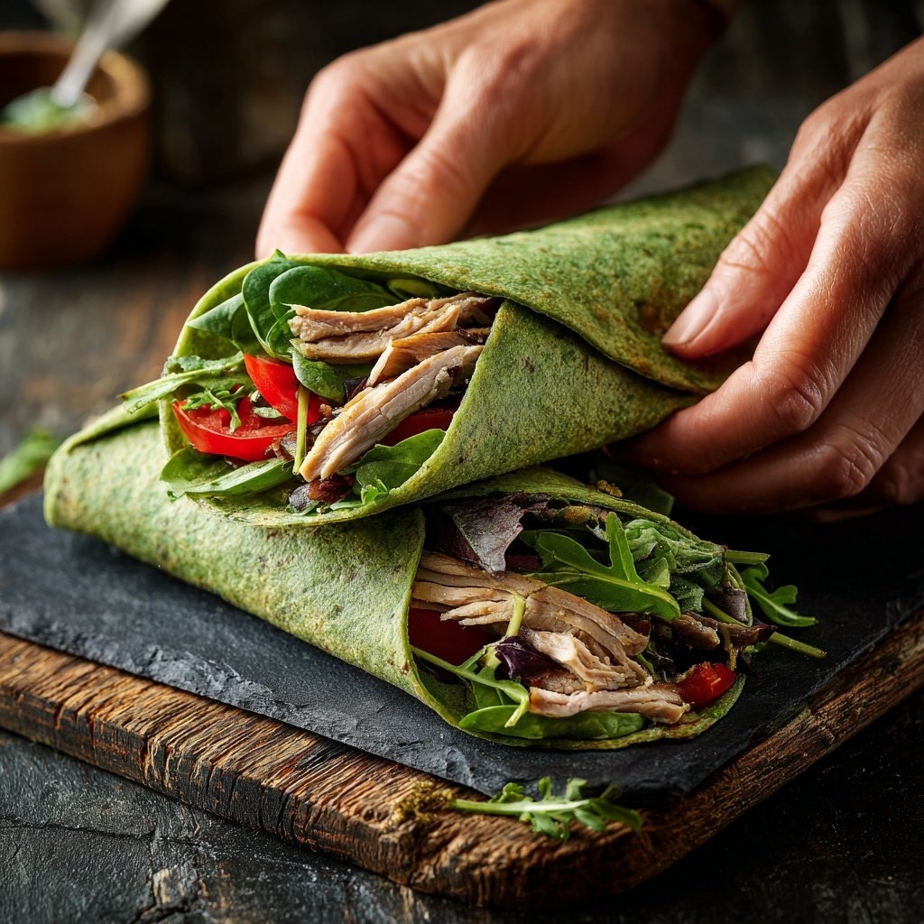 Truthahn Spinat Salat Wraps