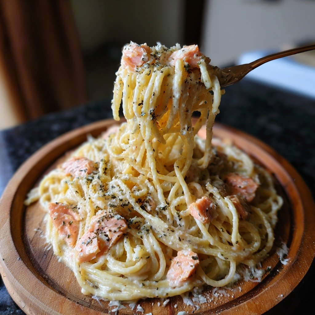 Cremige Lachs-Spaghetti Delikatesse