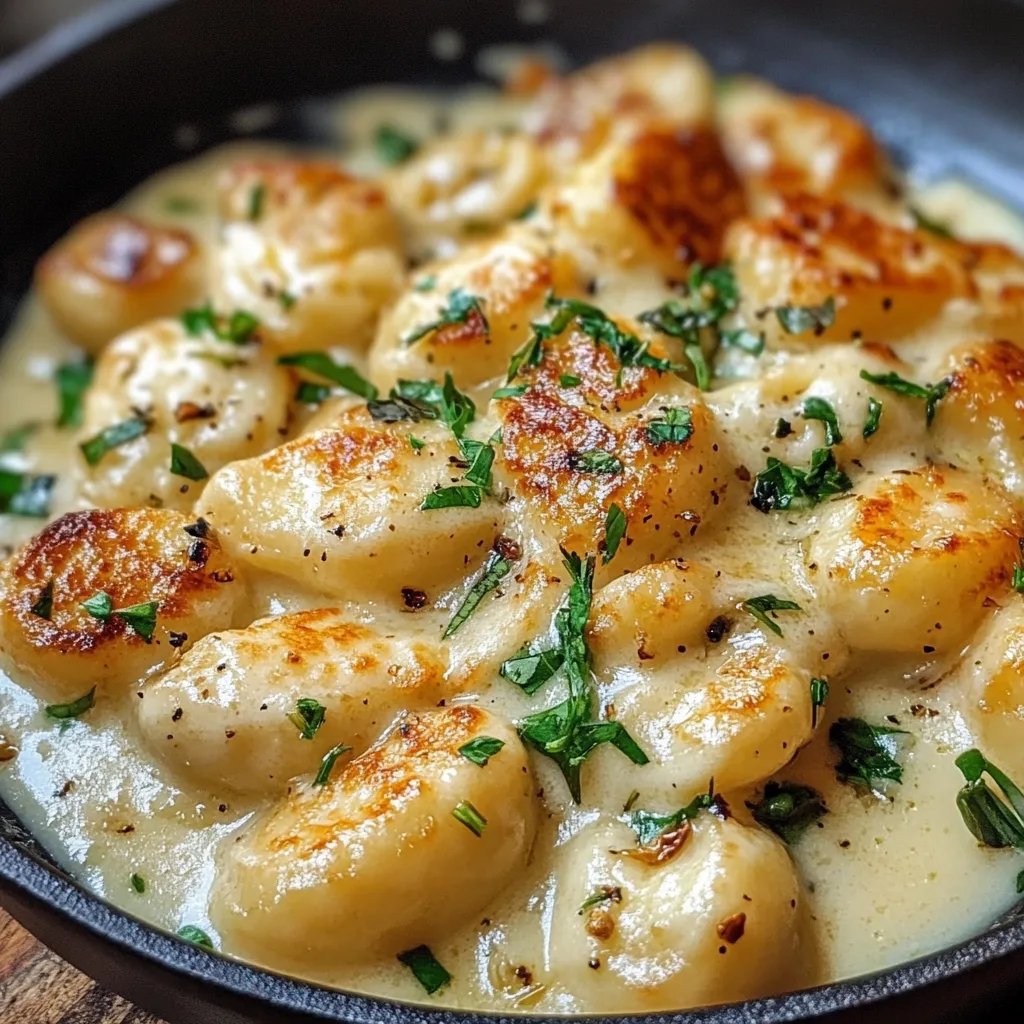 Cremige Knoblauch-Hähnchen-Gnocchi aus einer Pfanne