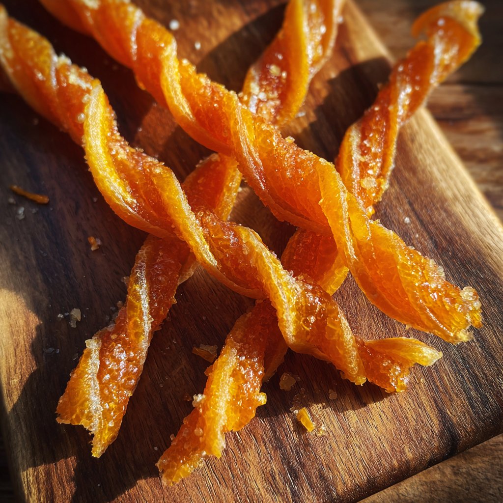 Zuckerglasierte Orangenschalen-Dreher