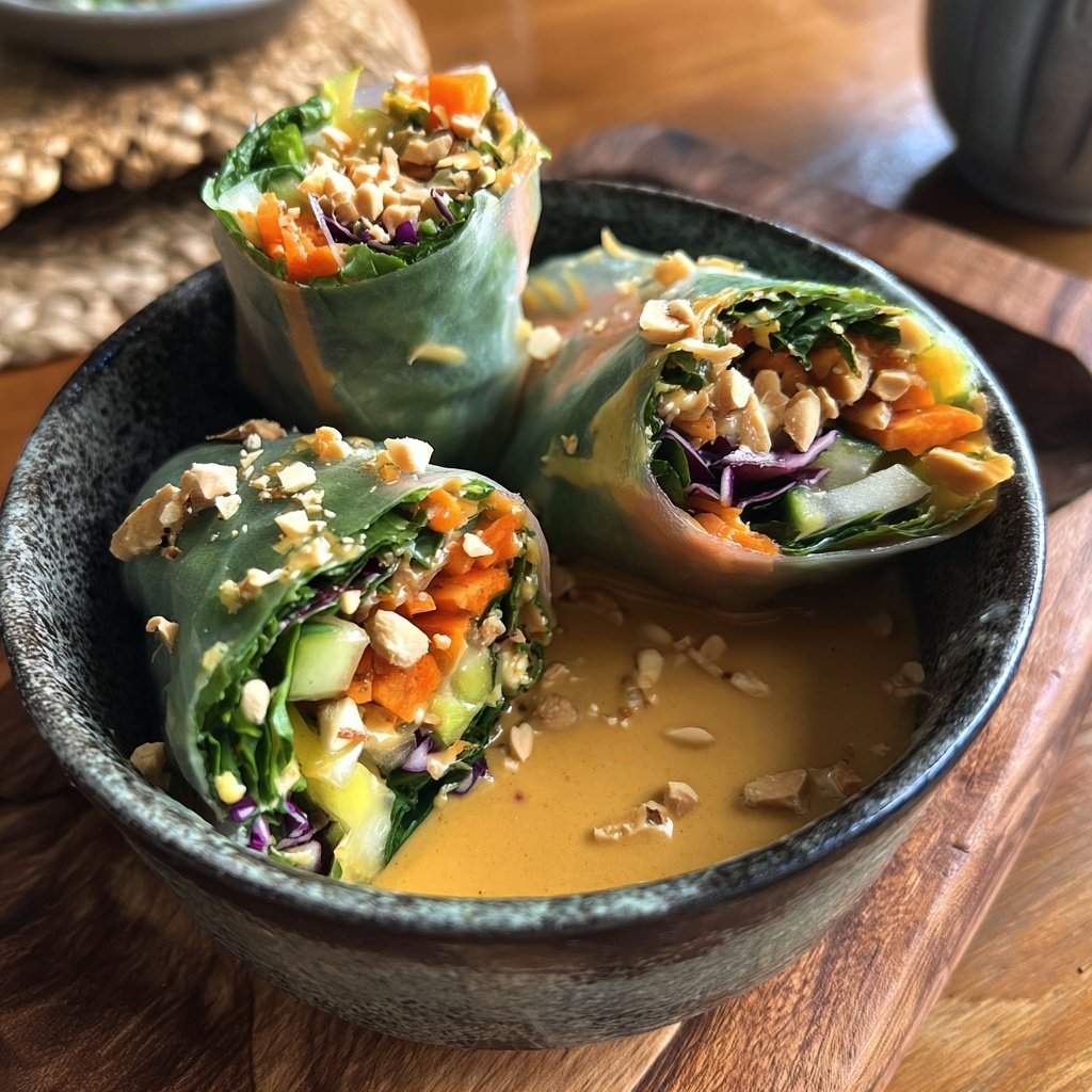 Frühjahrsrolle Bowl mit Erdnusssoße