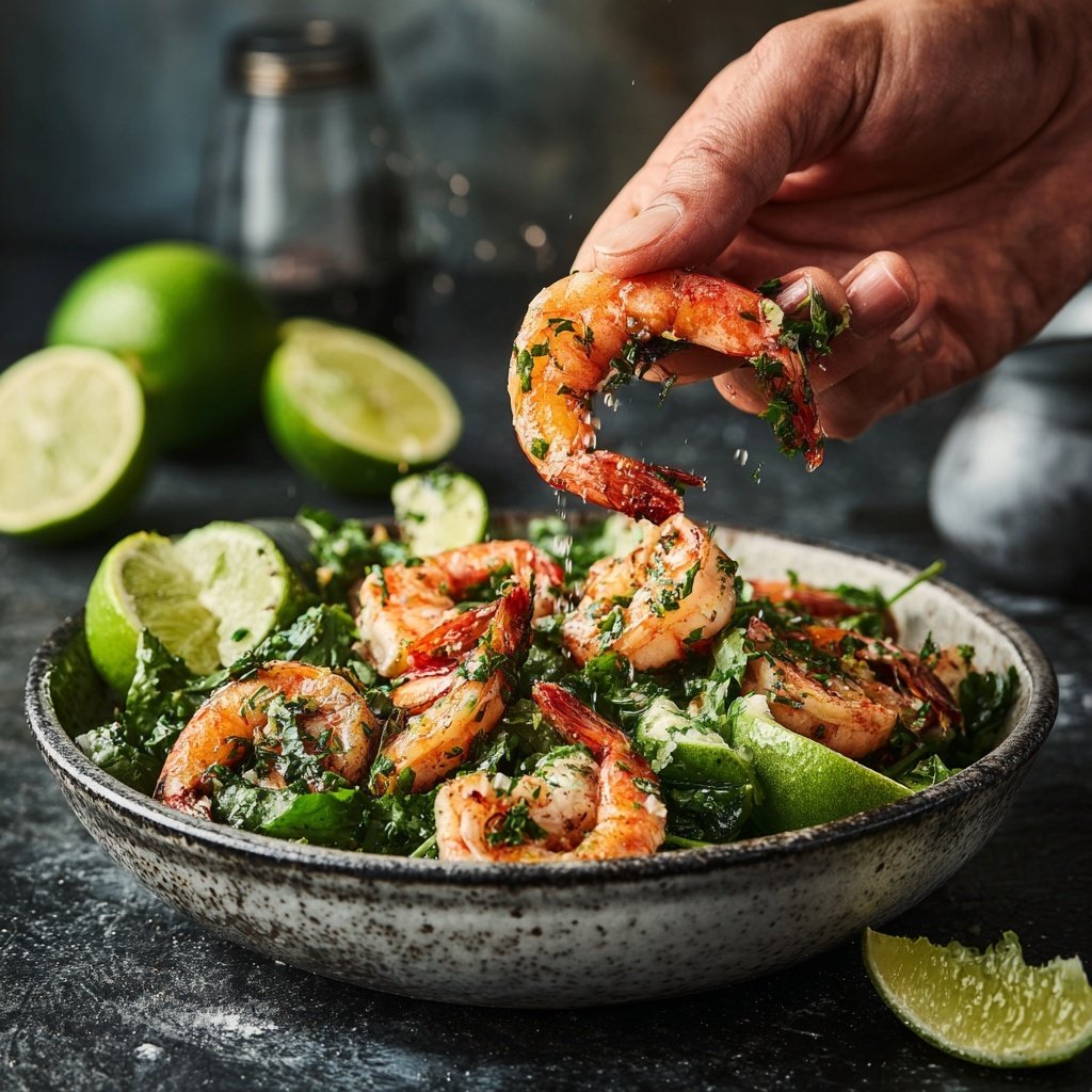 Knoblauch Limette Garnelen Salat