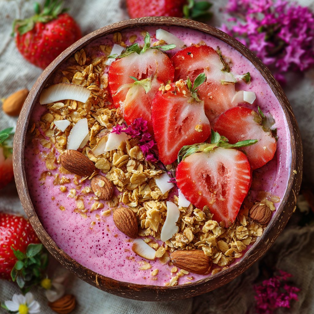 Erdbeer-Mandel-Smoothie-Bowl
