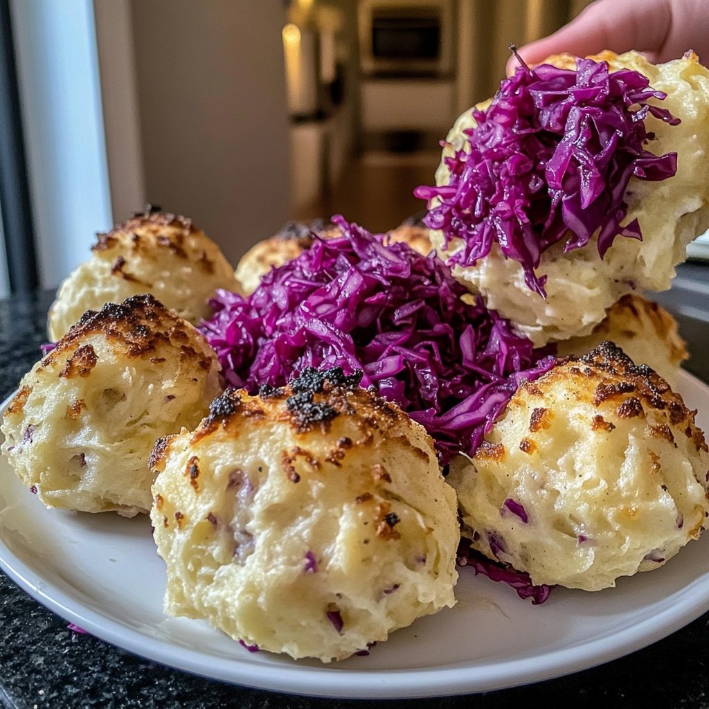 Brezenknödel mit Rotkohl
