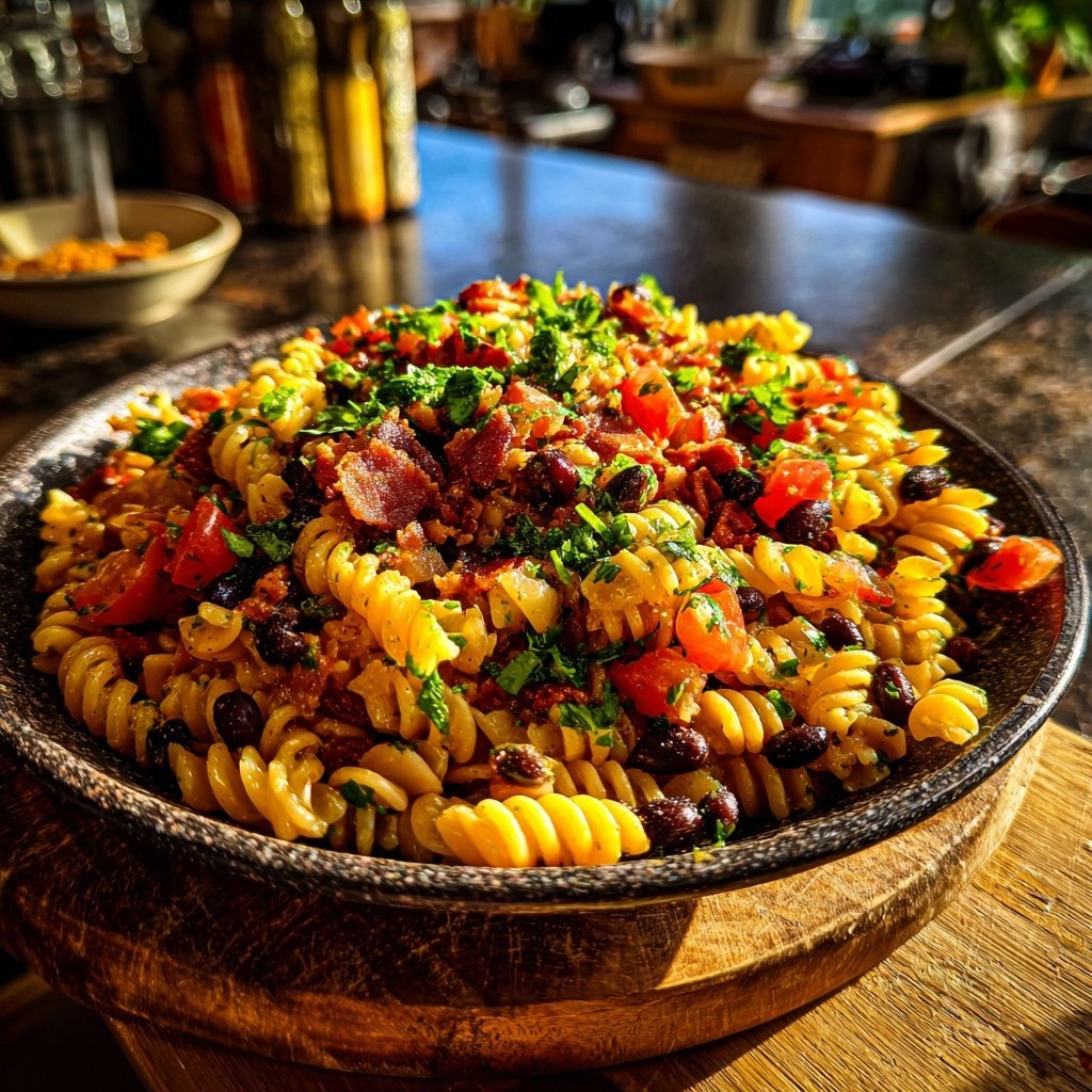 Taco-Pasta-Salat mit geräuchertem Speck