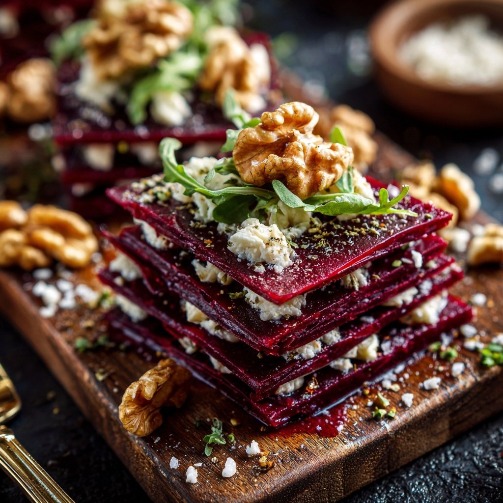 Rote-Bete-Carpaccio mit Ziegenkäse und Walnüssen