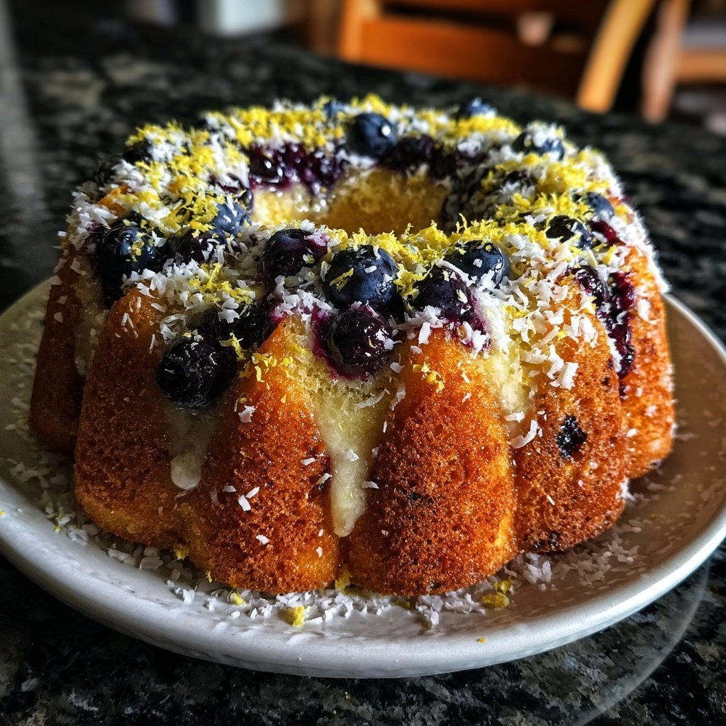 Zitrone Blaubeeren Sauerteig mit Kokosnuss Topping