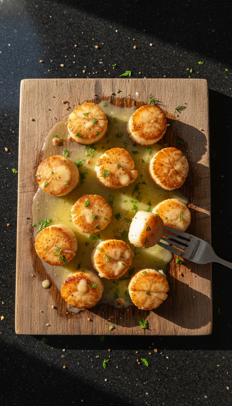 Einfaches Gericht mit Gebratenen Jakobsmuscheln​