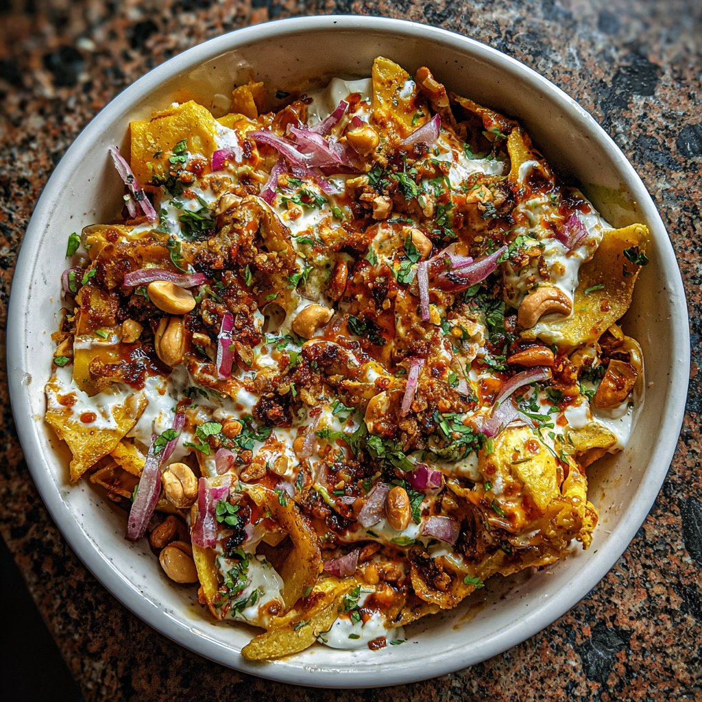 Erdnuss Käse Chaat indischer Snack