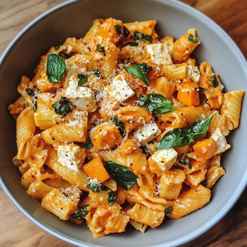 Schnelle Feta-Kürbis-Pasta