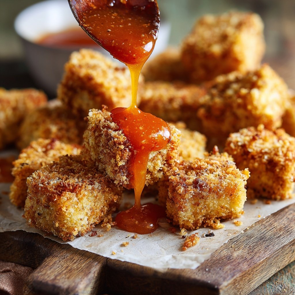 Knusprige Tofu Häppchen mit Sauce