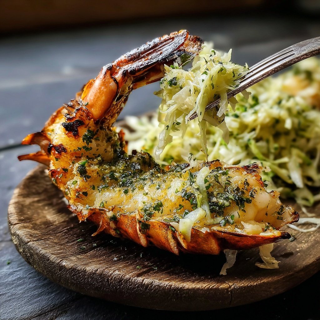 Gegrillte Hummerschwänze Knoblauch Kraut
