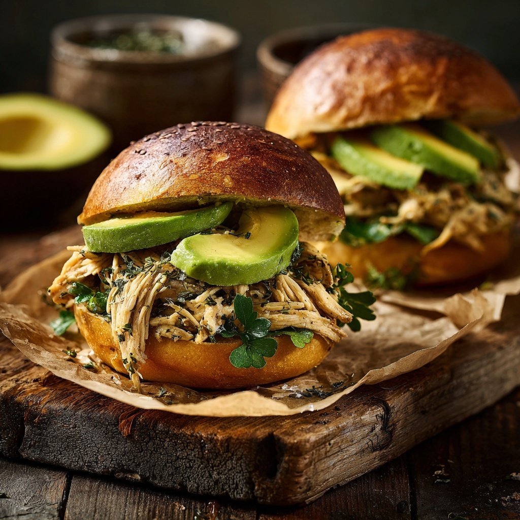 Kräuter Truthahn und Avocado Sliders