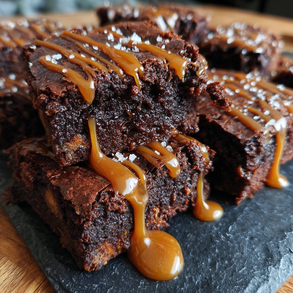 Schokoladen Brownies mit gesalzenem Karamell